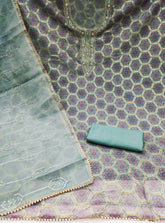 Blue Organza with position handwork Unstitched suit